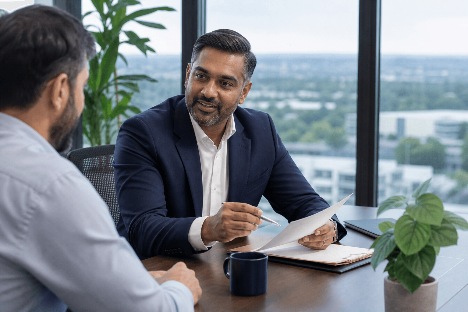 Ideal Insurance Brokers advisor meeting a NSW small business client in a Sydney office