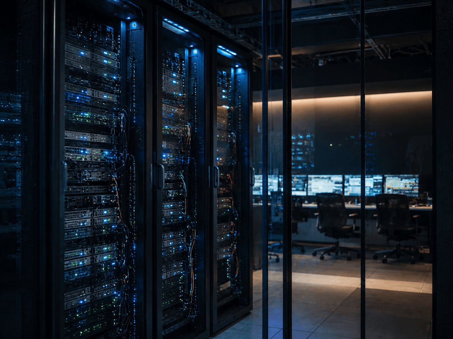 Server racks and cyber operations room — cyber liability