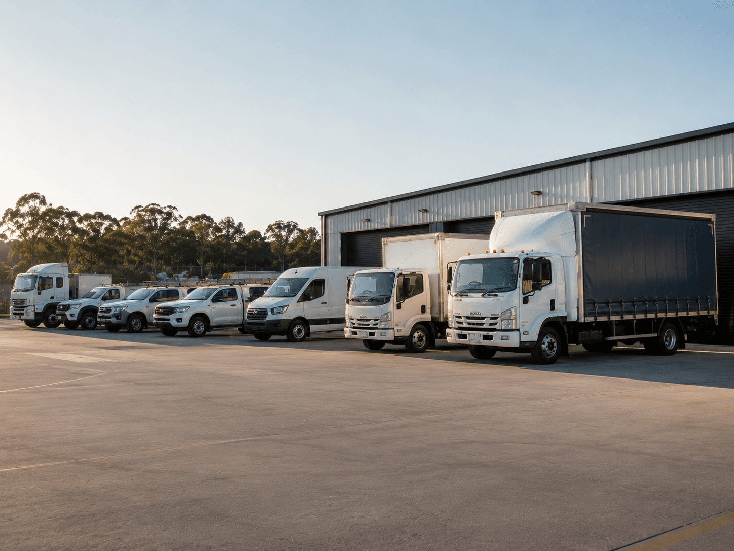 Mixed commercial fleet at an Australian depot — fleet insurance