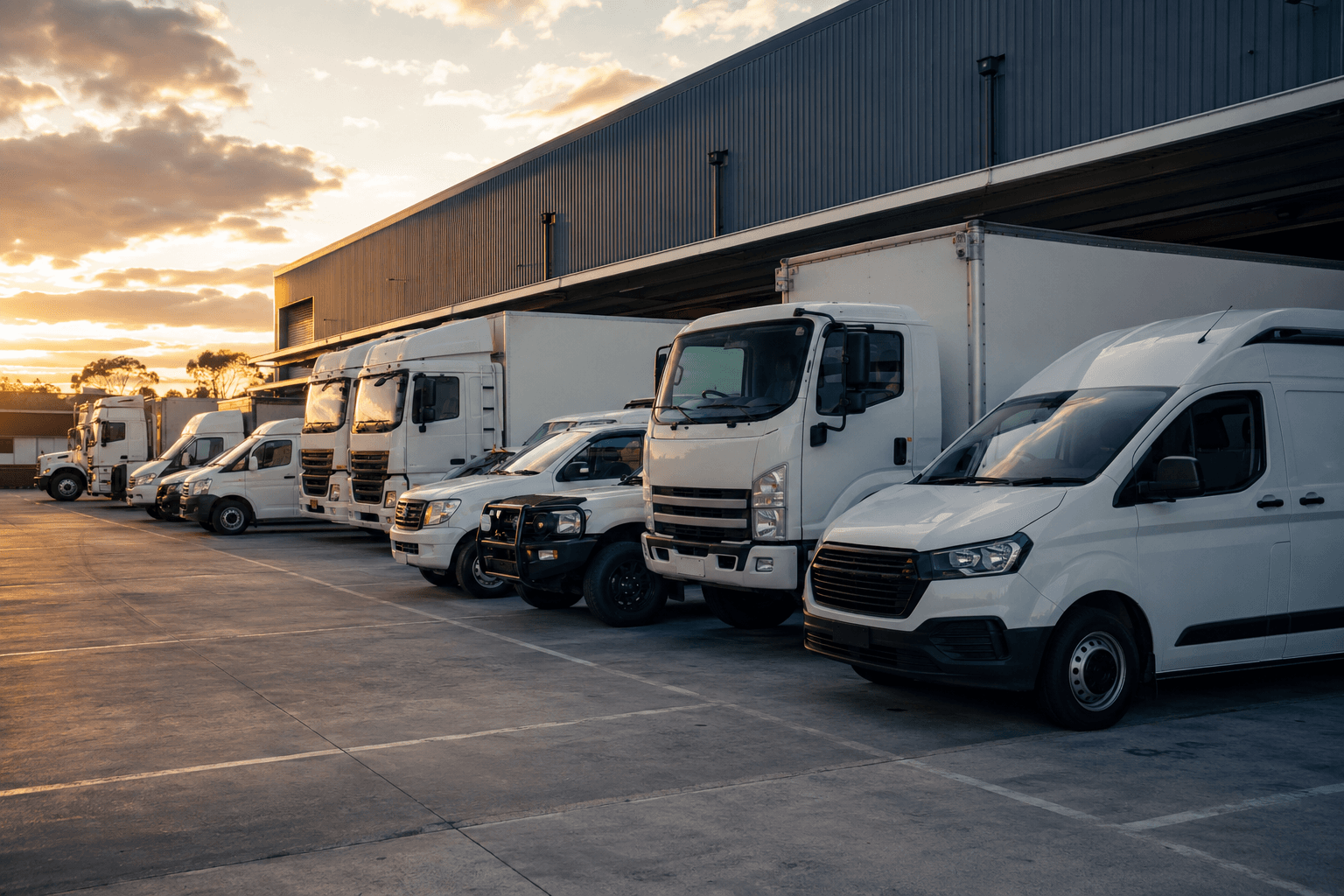 Commercial fleet at an Australian depot — fleet insurance