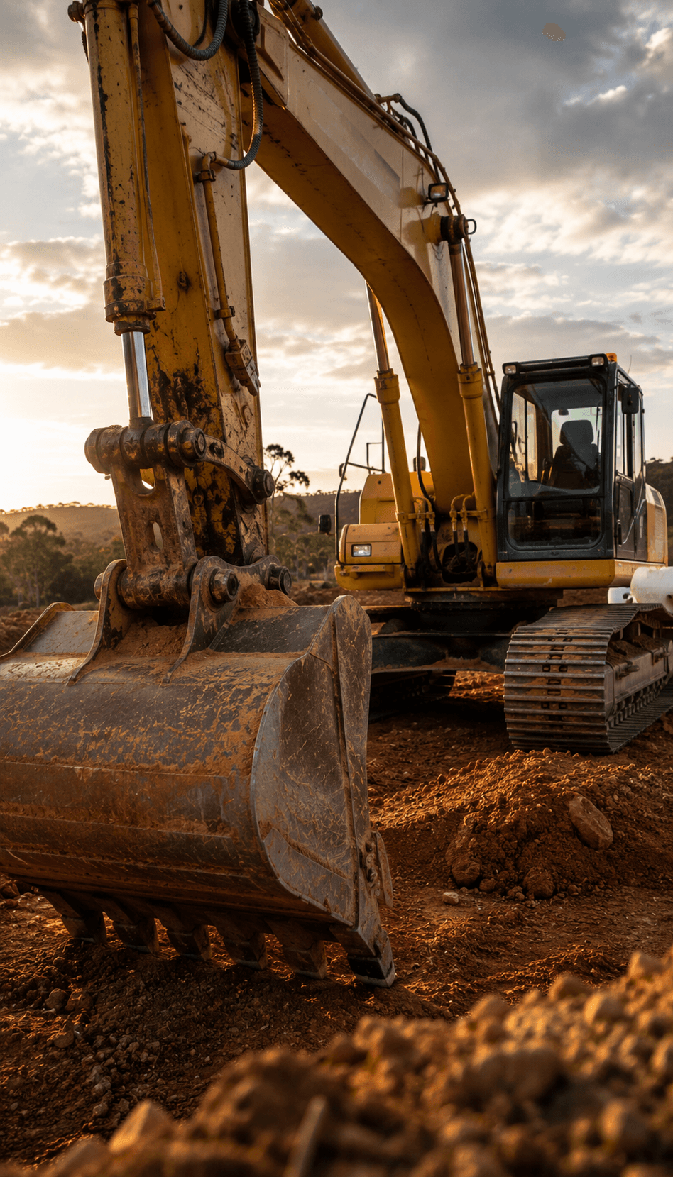 Excavator on an Australian civil worksite excavator insurance