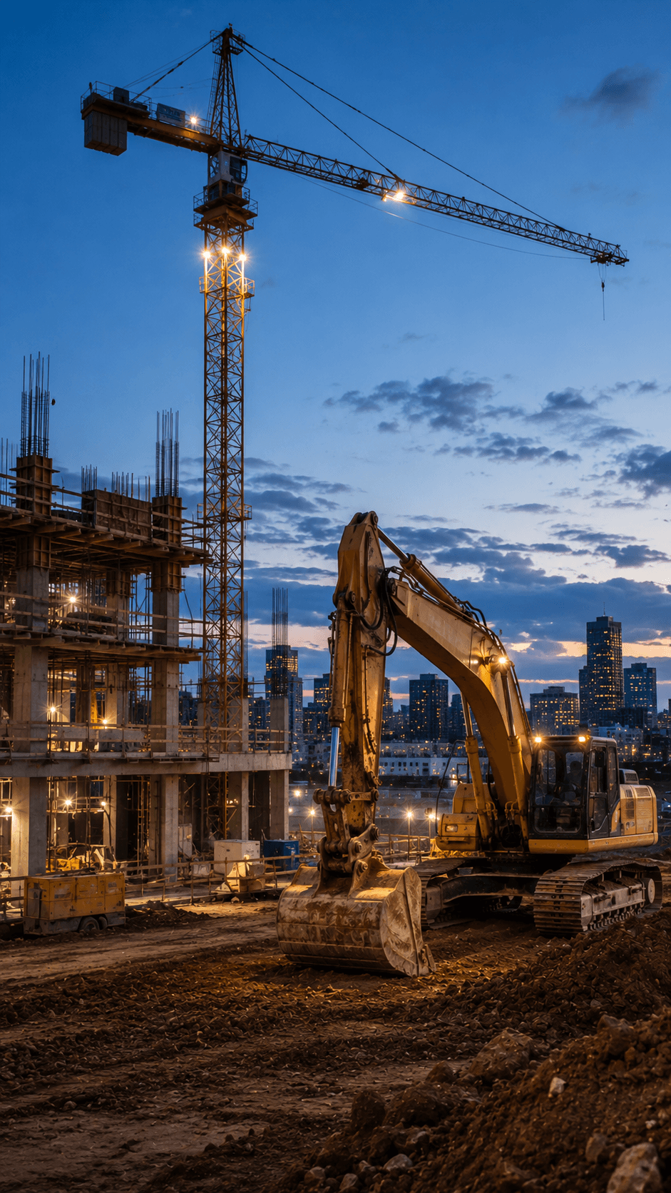 Tower crane and plant on an Australian construction site