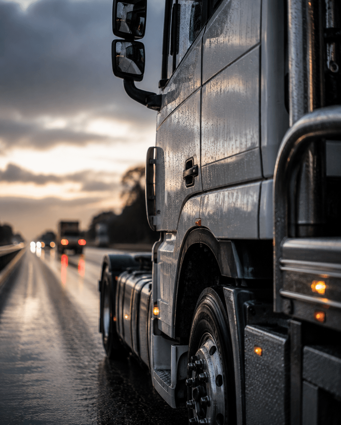 Australian prime mover on a wet highway — truck insurance quote
