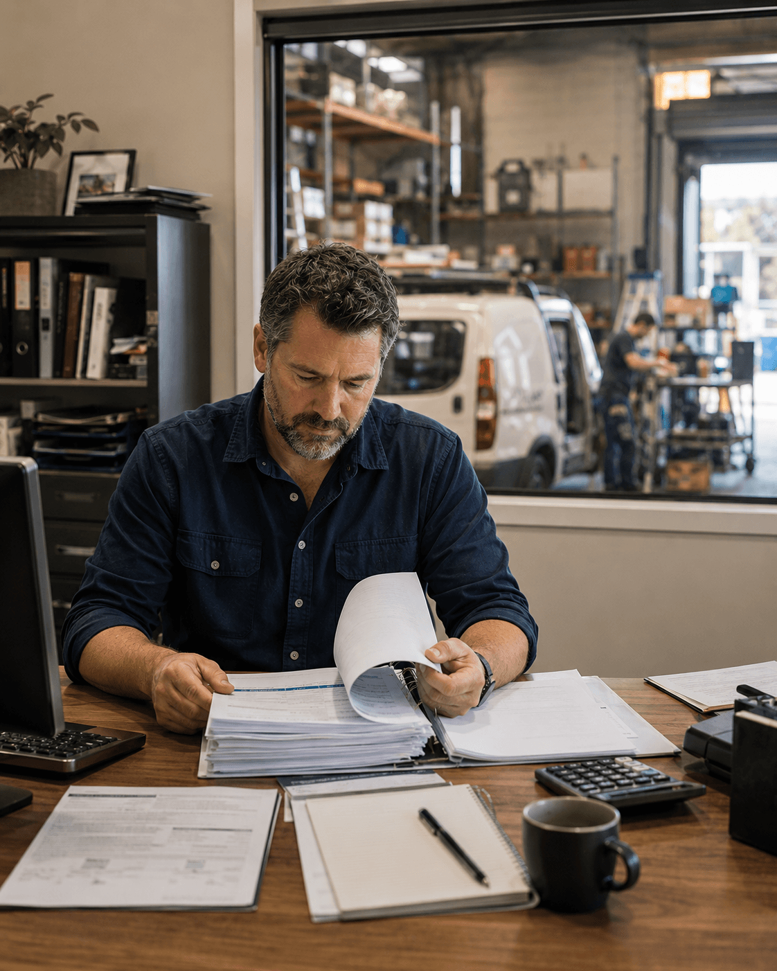 Australian business owner reviewing a steep insurance renewal — business insurance
