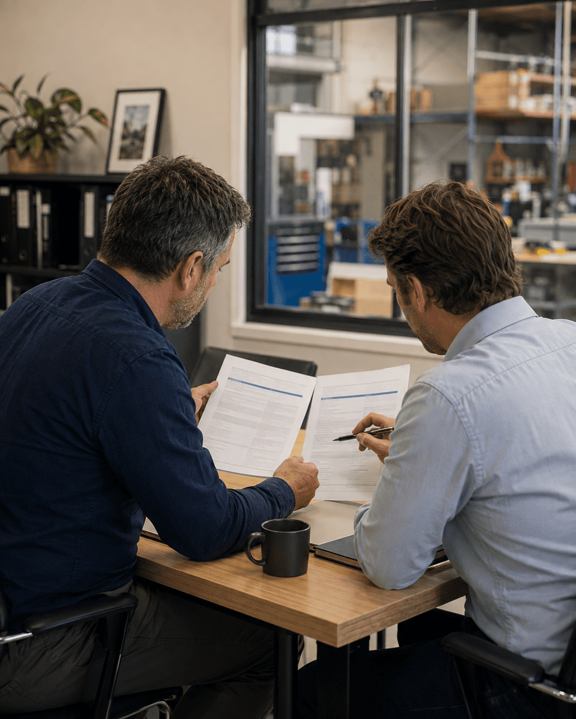 Broker and business owner comparing policy options — Ideal Insurance Brokers