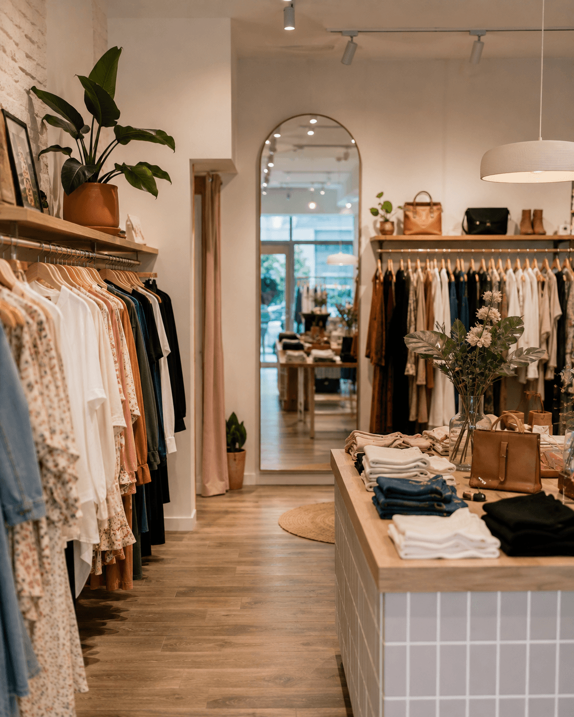 Australian fashion boutique interior with clothing racks — clothing store insurance