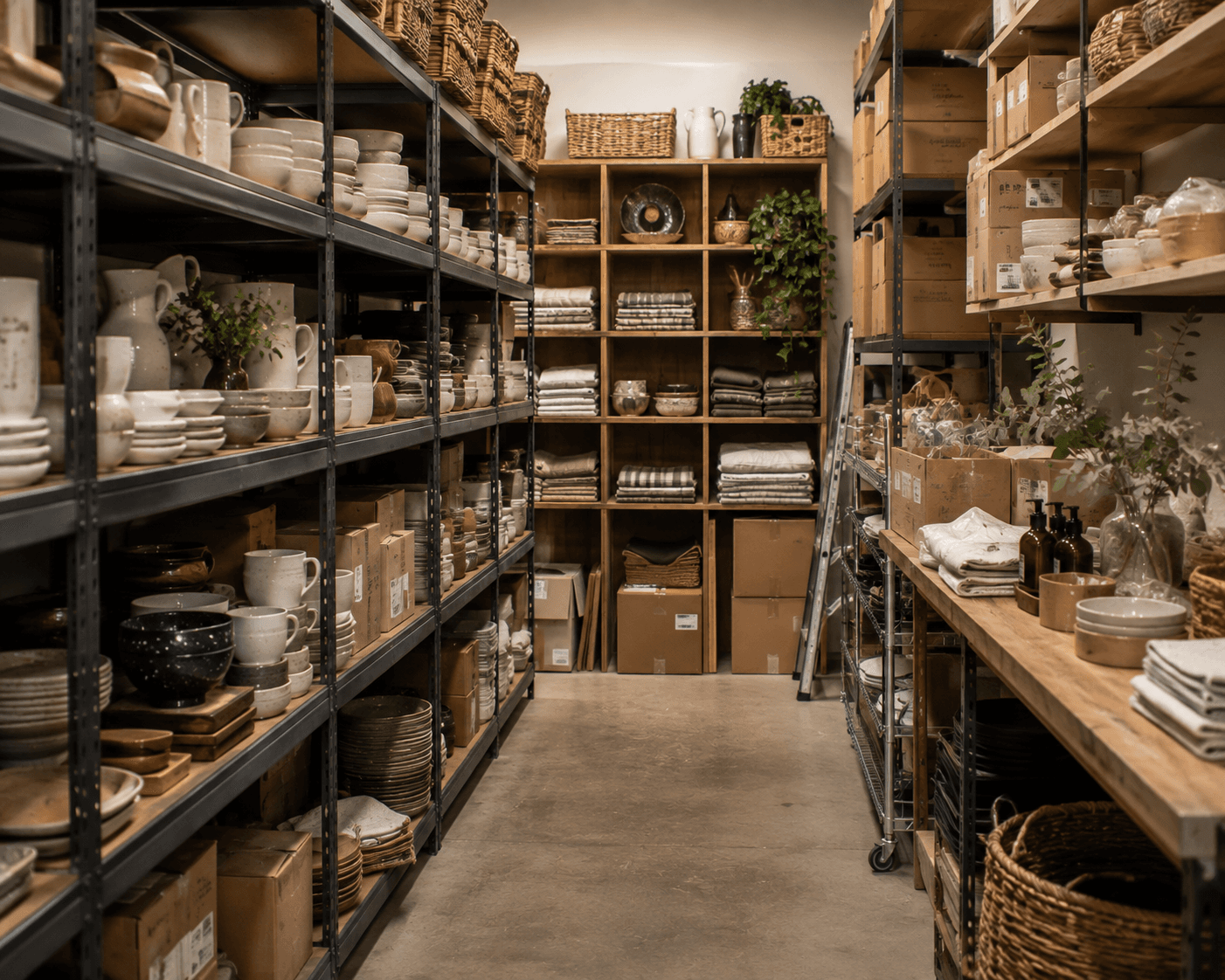 Stocked homewares shelves and storeroom in an Australian store — homeware store insurance