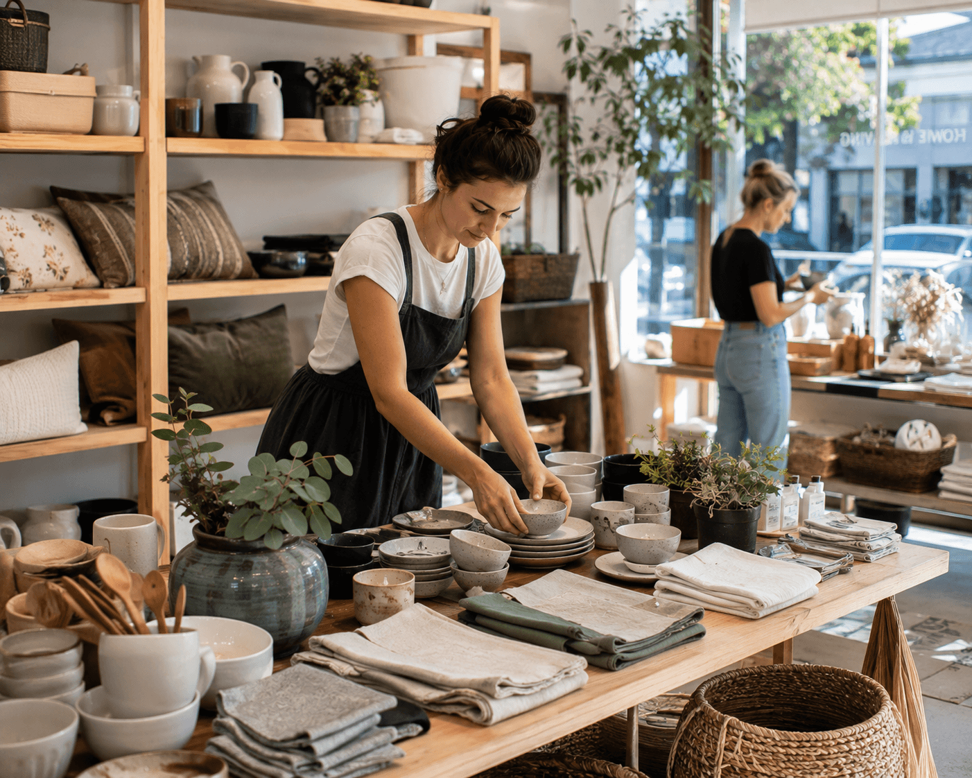 Homewares boutique with ceramics and tableware in an Australian store — homeware store insurance