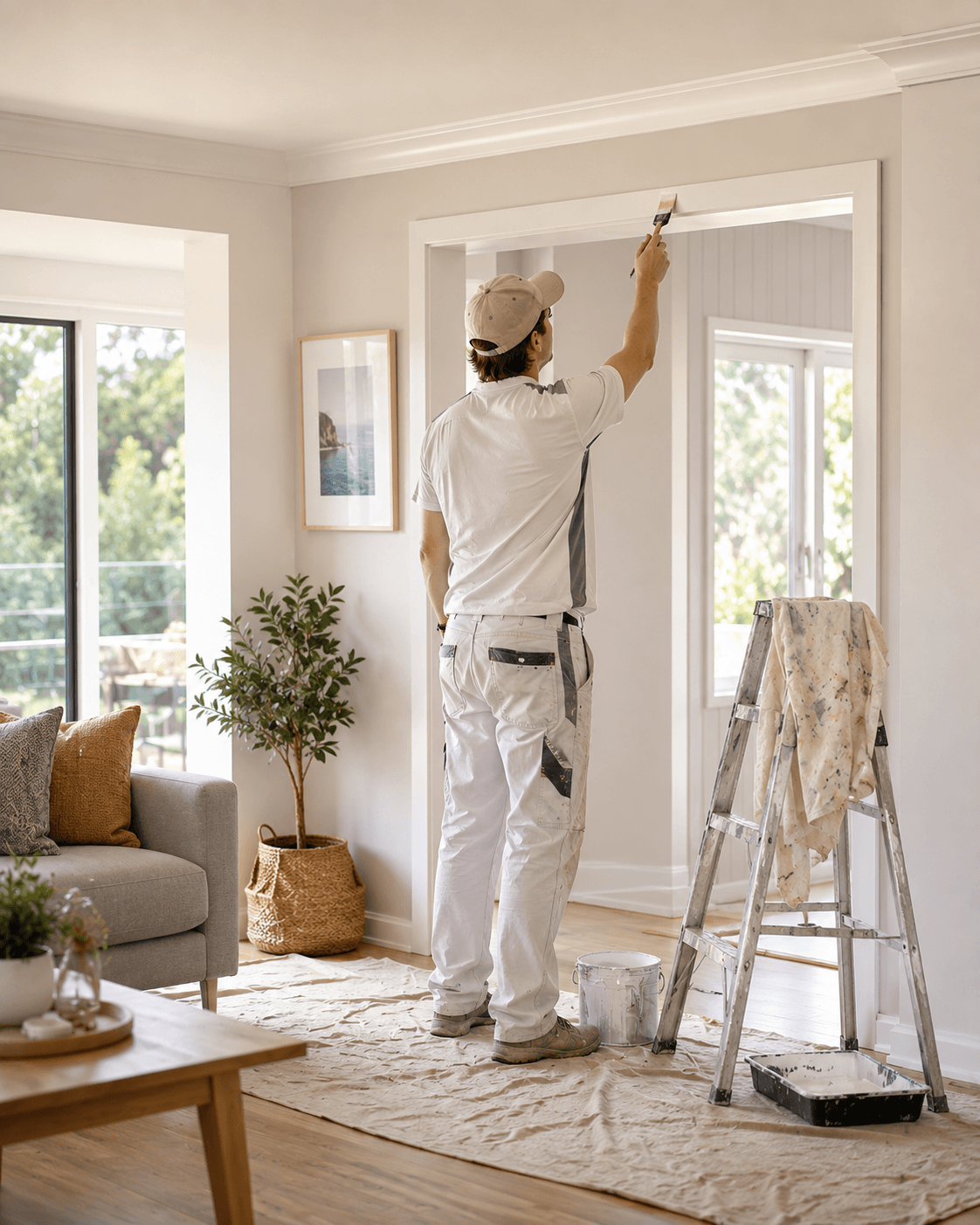 Decorator finishing a residential interior in Australia — Ideal Insurance Brokers