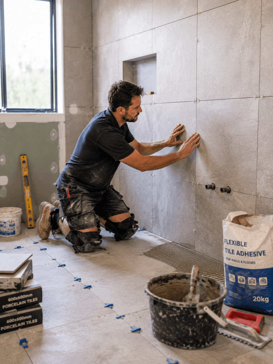 Bathroom tiling in progress on an Australian renovation site — tilers insurance