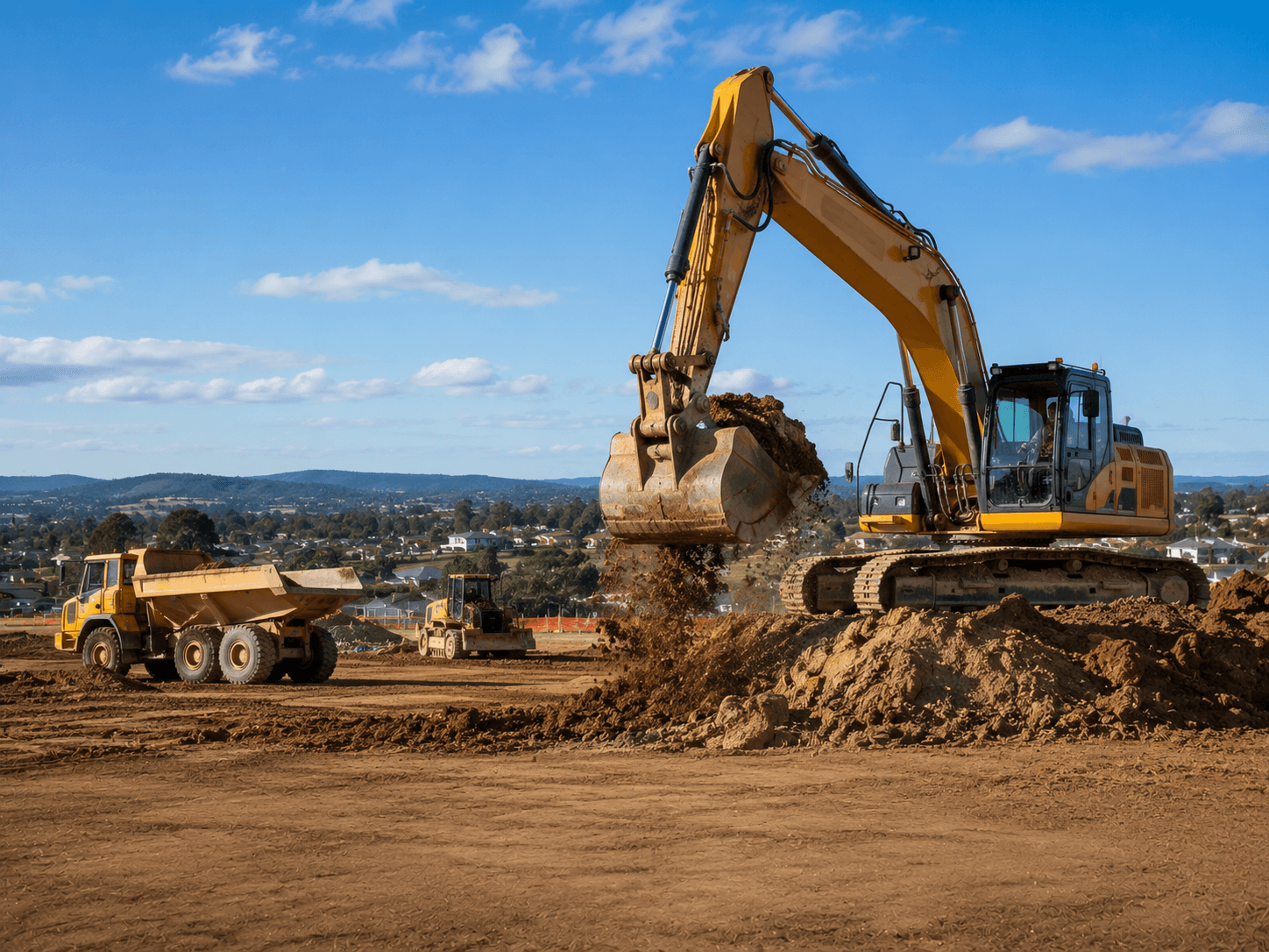 Excavator and plant on an Australian worksite — plant insurance