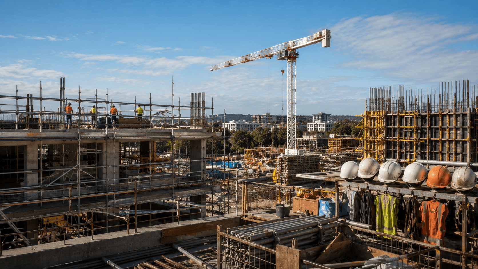 Construction site detail — trades and construction insurance